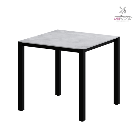 Стол Сеул Керамогранит (800х800), Керамогранит Серый Бетон \ Металлокаркас Черный