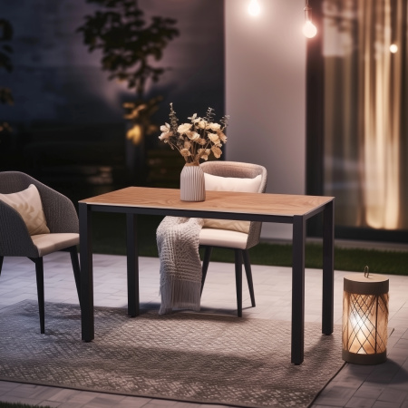 Стол Сеул Керамогранит (1200х600), Керамогранит Дерево Вуд 3 / Металлокаркас Черный