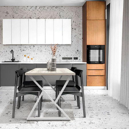 Стол Дели (1600х800), ЛДСП Дуб белый крафт / Металлокаркас Белый Стол Дели (1600х800), ЛДСП Дуб белый крафт / Металлокаркас Белый