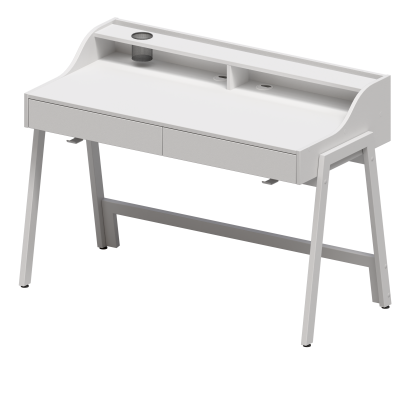 Стол Оксфорд с ящиками (1300x650), ЛДСП Белый \ Металлокаркас Белый