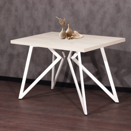 Стол Женева (1300х800), ЛДСП Дуб белый крафт / Металлокаркас Белый