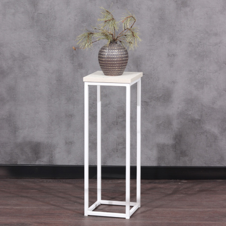 Подставка декоративная 210x210x700, ЛДСП Дуб белый крафт / Металлокаркас Белый