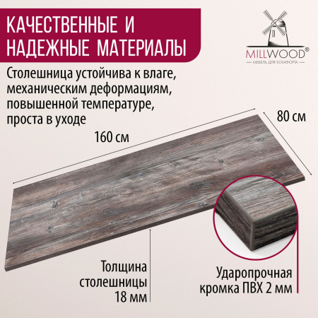 Столешница 1600х800х18, ЛДСП Сосна пасадена