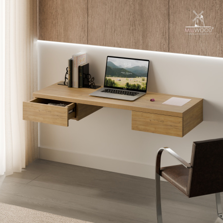 Стол консольный Берген (1400x500), ЛДСП Дуб золотой крафт \ Металлокаркас Черный