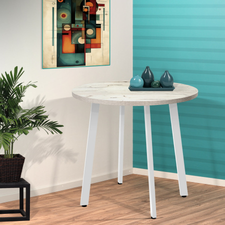 Стол Шанхай (D900), ЛДСП Дуб белый крафт / Металлокаркас Белый