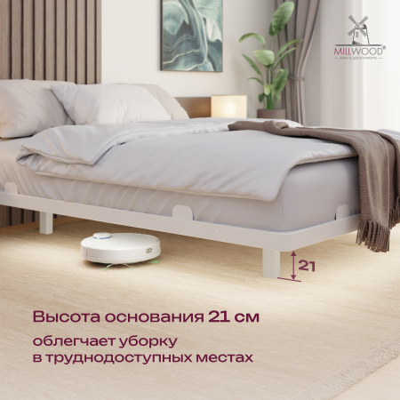 Кровать двуспальная Афина с RGB-подсветкой (2000х1800), Металлокаркас Белый