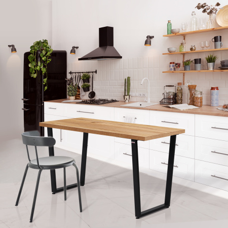 Стол Уэльс (1300х650) 36мм, ЛДСП Дуб золотой крафт / Металлокаркас Черный