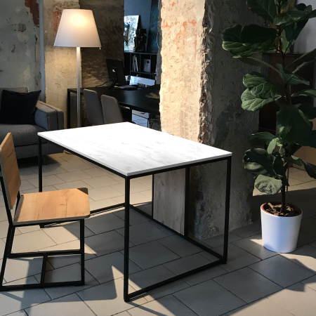 Стол письменный Барселона (1200х800) 18 мм, ЛДСП Дуб белый крафт / Металлокаркас Черный