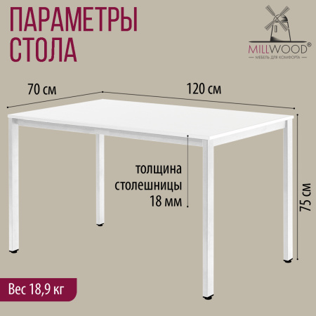 Стол Сеул (1200х700), ЛДСП Белый / Металлокаркас Белый Стол Сеул (1200х700), ЛДСП Белый / Металлокаркас Белый