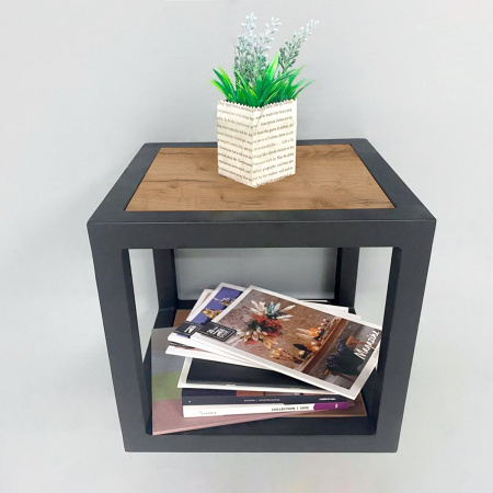 Полка Лофт 6 Венеция, ЛДСП Дуб золотой крафт / Металлокаркас Черный