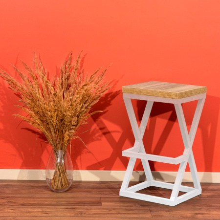 Стул барный Вена 3, ЛДСП Дуб золотой крафт / Металлокаркас Белый