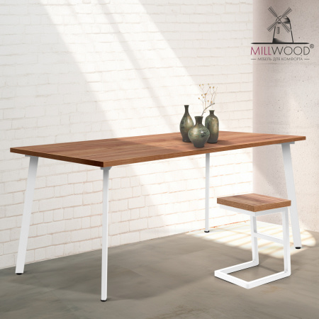 Стол Шанхай (1600х800), ЛДСП Дуб табачный крафт / Металлокаркас Белый