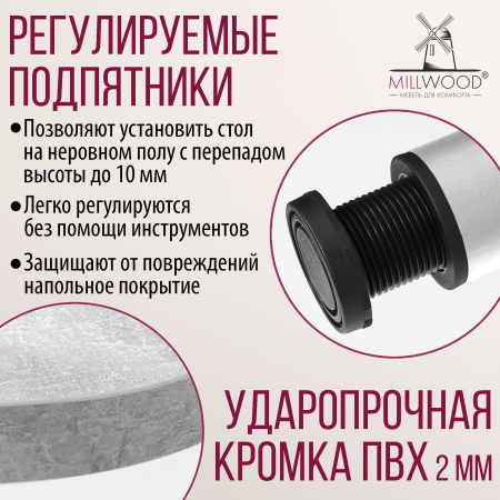 Стол-консоль Далис 2, ЛДСП Бетон / Металлокаркас Белый Стол-консоль Далис 2, ЛДСП Бетон / Металлокаркас Белый