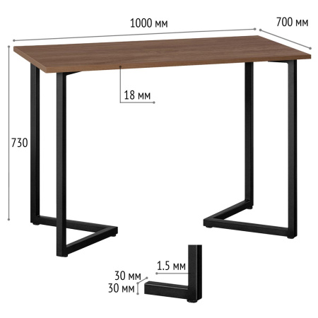 Стол Лондон (1000х700) 18мм, ЛДСП Дуб табачный крафт / Металлокаркас Черный