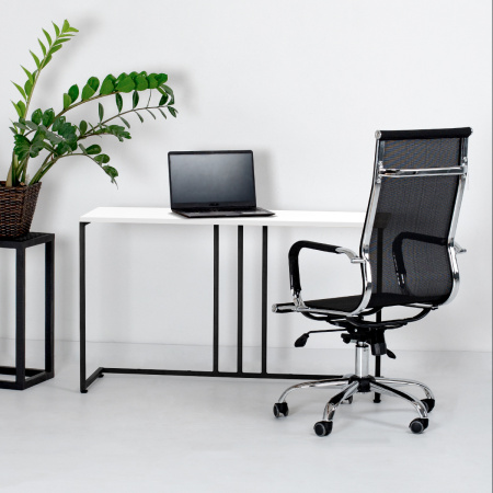 Стол-консоль Лиссабон 1, ЛДСП Белый / Металлокаркас Черный