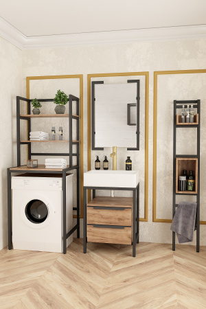 Стеллаж наклонный Венеция 2, ЛДСП Дуб золотой крафт / Металлокаркас Черный Стеллаж наклонный Венеция 2, ЛДСП Дуб золотой крафт / Металлокаркас Черный