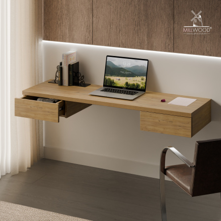 Стол консольный Берген (1600х500), ЛДСП Дуб золотой крафт \ Металлокаркас Черный