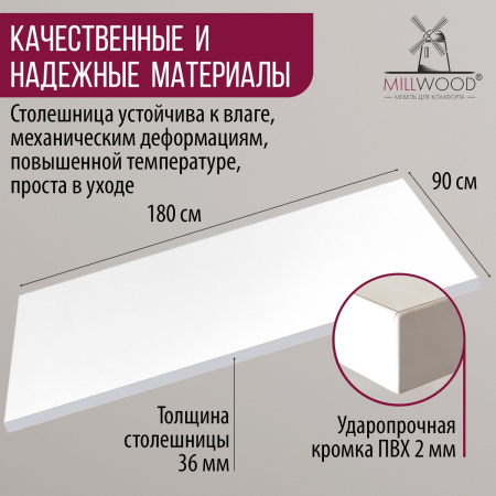 Столешница 1800х900х36, ЛДСП Белый