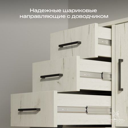 Тумба Олесунн универсальная, ЛДСП Дуб белый крафт / Металлокаркас Черный