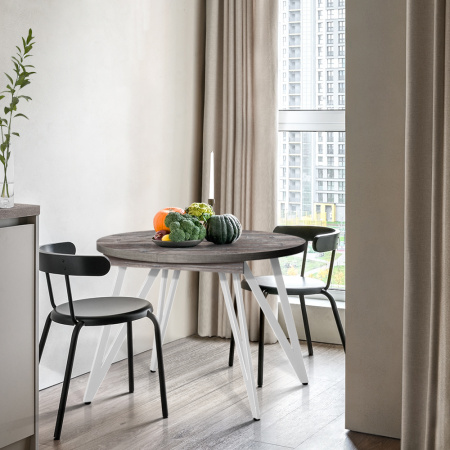 Стол раздвижной Женева 3 (D1100/1500х1100), ЛДСП Сосна пасадена / Металлокаркас Белый