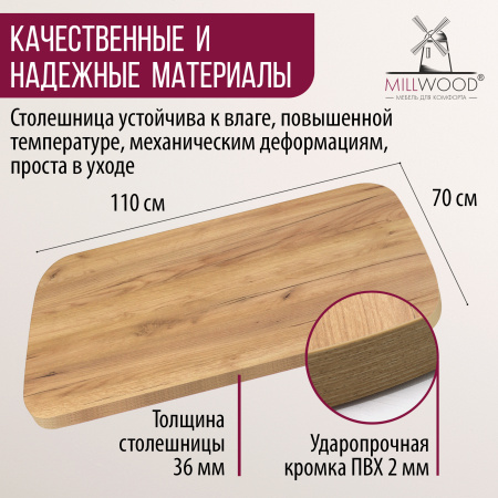 Столешница 1100х700х36, ЛДСП Дуб золотой крафт