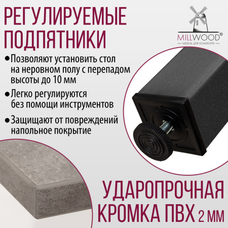 Стол Сеул (2000х800), ЛДСП Бетон / Металлокаркас Графит