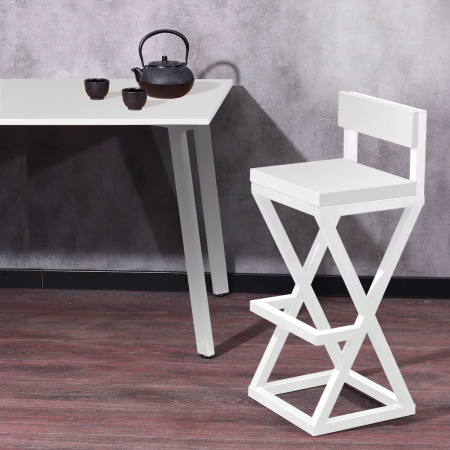 Стул полубарный Вена 2, ЛДСП Белый / Металлокаркас Белый