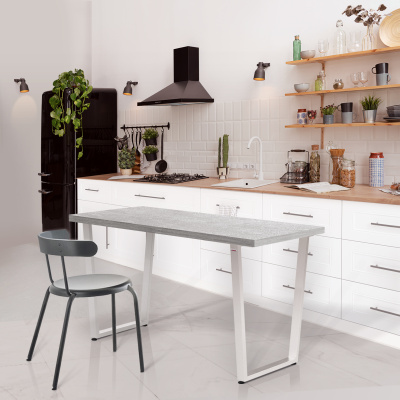 Стол Уэльс (1300х650) 36мм, ЛДСП Бетон / Металлокаркас Белый