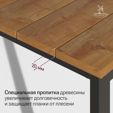 Стол Сеул Рустик (1650х800) Сосна коричневая \ Металлокаркас Черный