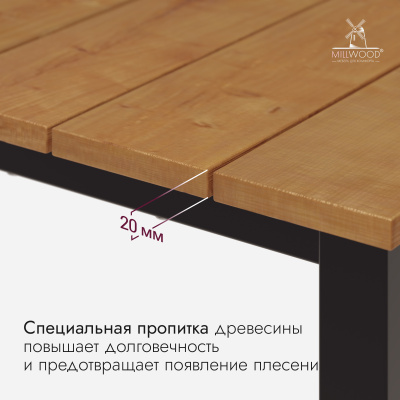 Стол Сеул Рустик (1800x800) Сосна коричневая \ Металлокаркас Черный