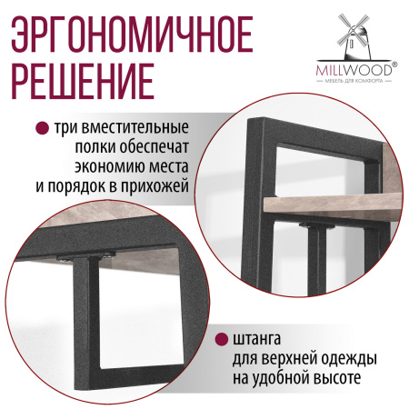 Прихожая Сканди 6, ЛДСП Бетон / Металлокаркас Графит Прихожая Сканди 6, ЛДСП Бетон / Металлокаркас Графит