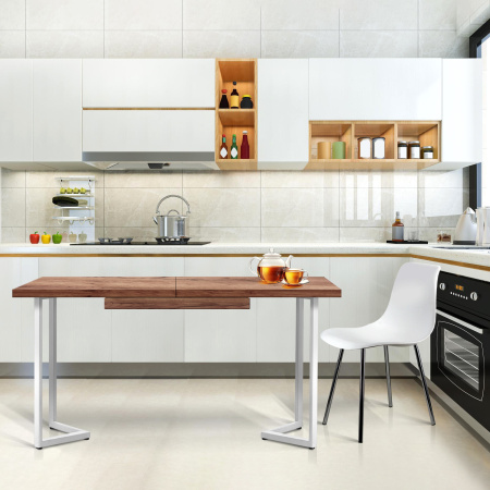 Стол раздвижной Лондон (1200/1600х800), ЛДСП Дуб табачный крафт / Металлокаркас Белый