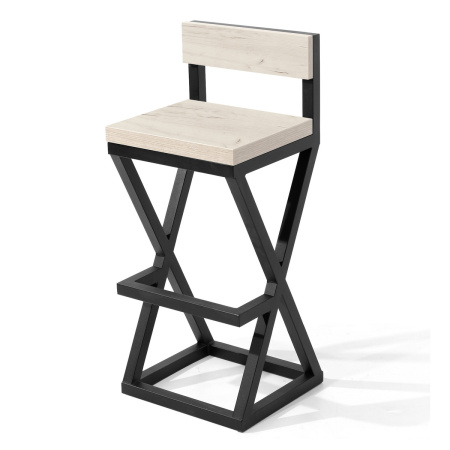 Стул полубарный Вена 2, ЛДСП Дуб белый крафт / Металлокаркас Графит