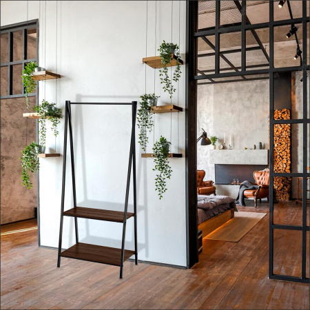 Прихожая Сканди 5, ЛДСП Дуб табачный крафт / Металлокаркас Черный