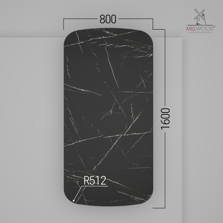 Столешница закругленная 1600х800х36, ЛДСП Мрамор неро