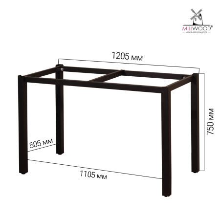 Стол Сеул Керамогранит (1200х600), Керамогранит Дерево Вуд 3 / Металлокаркас Черный