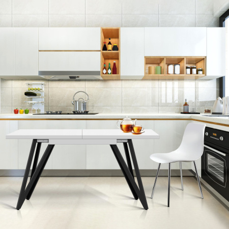 Стол раздвижной Женева 3 (1000/1400х600), ЛДСП Белый / Металлокаркас Черный