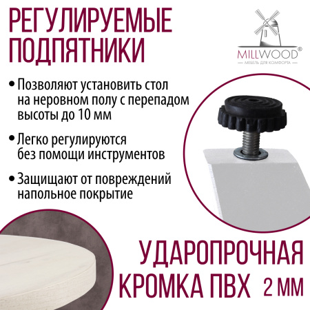 Стол Женева 2 (D1100), ЛДСП Дуб белый крафт / Металлокаркас Белый