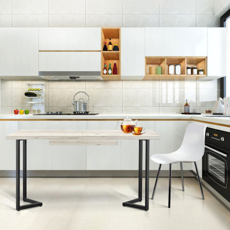 Стол раздвижной Лондон (1100/1500х700), ЛДСП Дуб белый крафт / Металлокаркас Черный