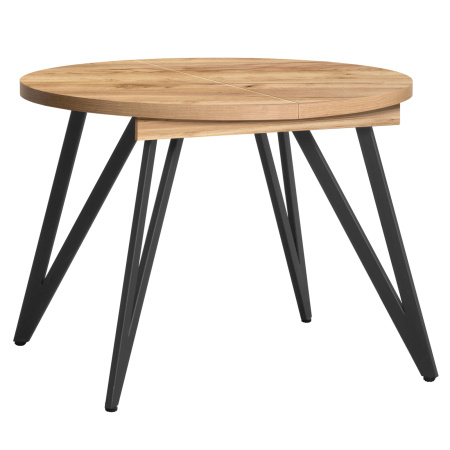 Стол раздвижной Женева 3 (D1000/1400х1000), ЛДСП Дуб золотой крафт / Металлокаркас Черный