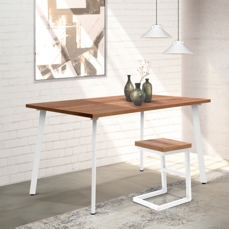 Стол Шанхай (1300х800), ЛДСП Дуб табачный крафт / Металлокаркас Белый