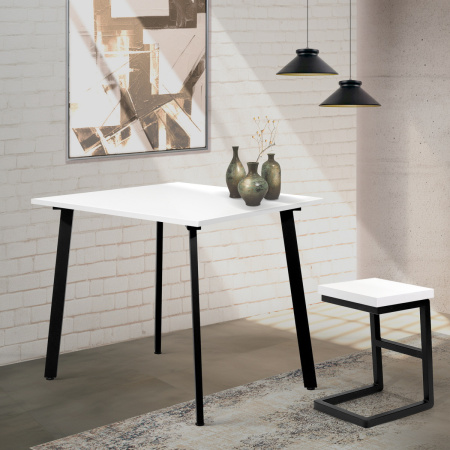 Стол Шанхай (900х900) 18мм, ЛДСП Белый / Металлокаркас Графит