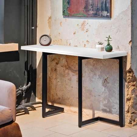 Стол-консоль Арлен 2, ЛДСП Белый / Металлокаркас Черный