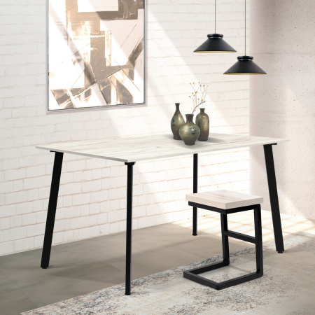 Стол Шанхай (1300х800) 18мм, ЛДСП Дуб белый крафт / Металлокаркас Черный