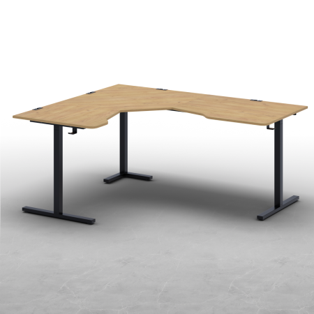 Стол угловой Турин 1500х1800 Дуб золотой крафт / Металлокаркас Черный