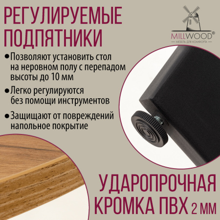 Стол Мюнхен (1200х700), ЛДСП Дуб золотой крафт / Металлокаркас Черный Стол Мюнхен (1200х700), ЛДСП Дуб золотой крафт / Металлокаркас Черный