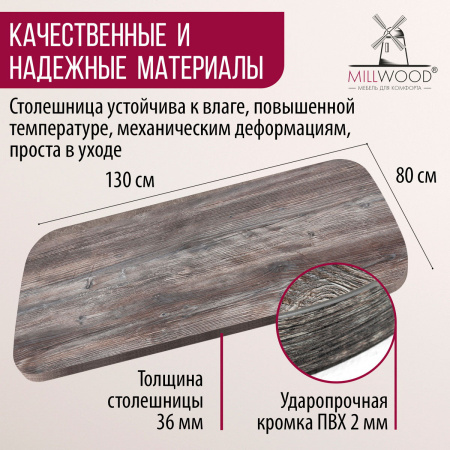 Столешница закругленная 1300х800х36, ЛДСП Сосна пасадена