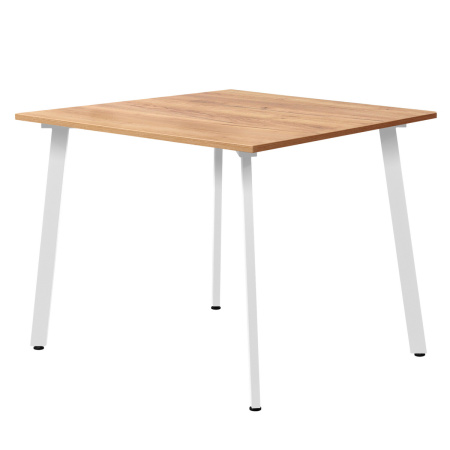 Стол Шанхай (1000х1000) 18мм, ЛДСП Дуб золотой крафт / Металлокаркас Белый