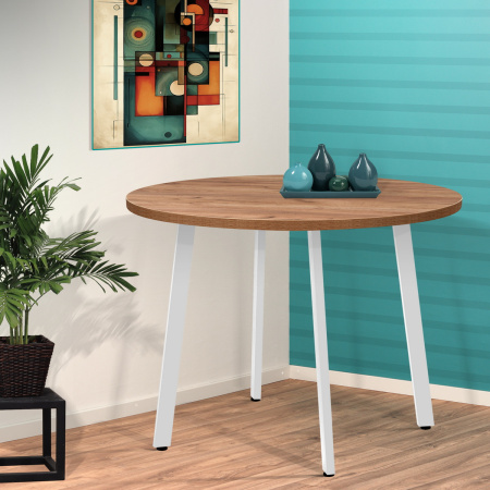 Стол Шанхай (D1100), ЛДСП Дуб табачный крафт / Металлокаркас Белый