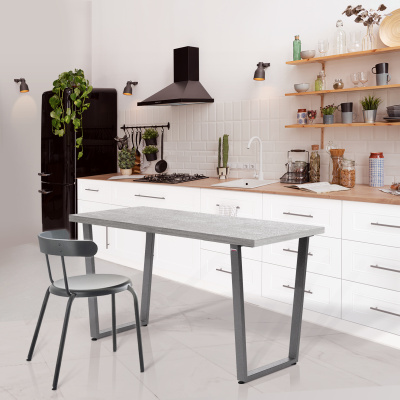 Стол Уэльс (1300х650) 36мм, ЛДСП Бетон / Металлокаркас Графит